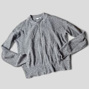 GAP | Charcoal Merino Extra Fine Wool Knit Crochet Full Zip Sweater Cardigan | M